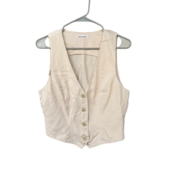 Reformation The Devin Sleeveless Vest Top - TENCEL - Size 8 - Tan Cream - Picture 4 of 13